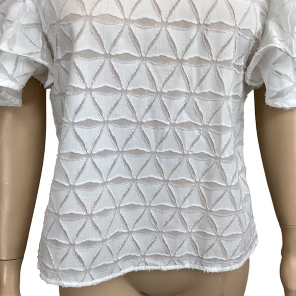 NWT J.O.A‎ JOA Los Angeles White ruffled top size small - Picture 5 of 7